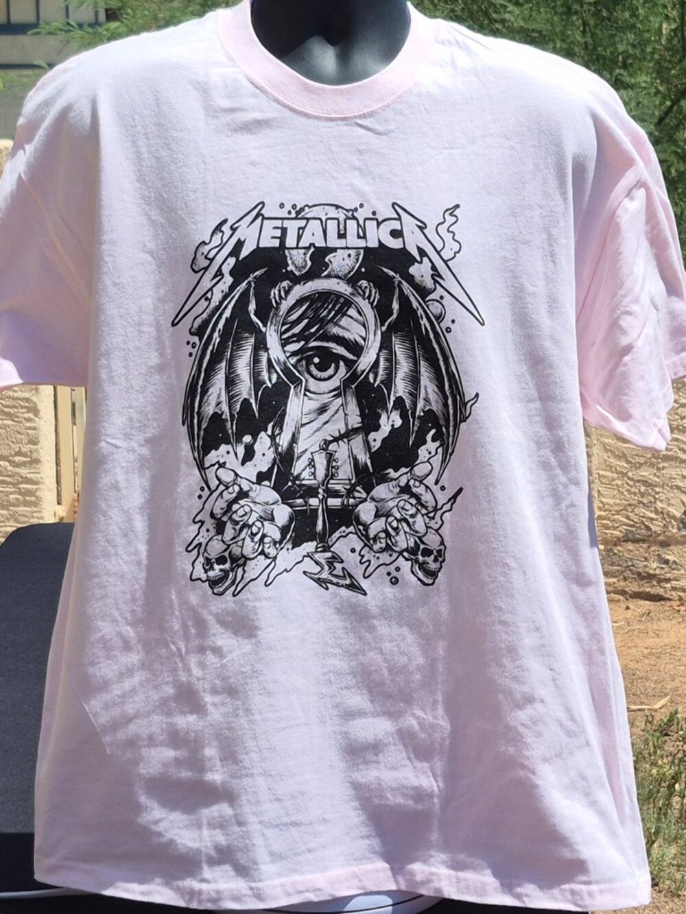 Metallica Heavy Metal Bootleg Graphic Tee Light Pink Hanes Beefy-T